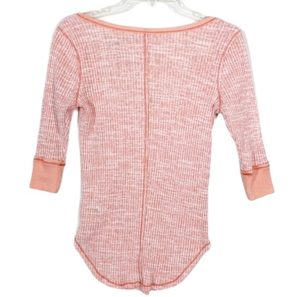 Free People Slub Henley Spiced Coral Top Small - Picture 2 of 4